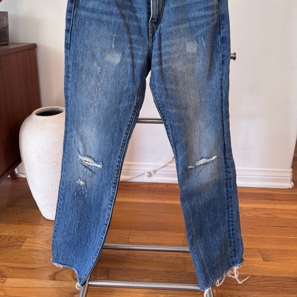 Levi's Distressed Raw Edge Hem Denim - Medium Blue - Picture 2 of 5
